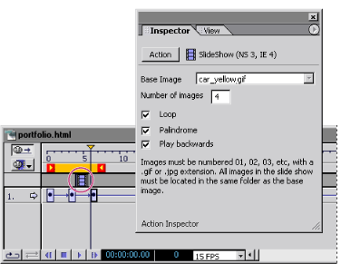 Set up timeline-triggered actions in the DHTML Timeline editor