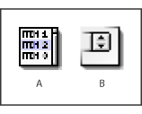 Illustration of the list icons with these callouts: A. List Box icon, and B. Popup icon.