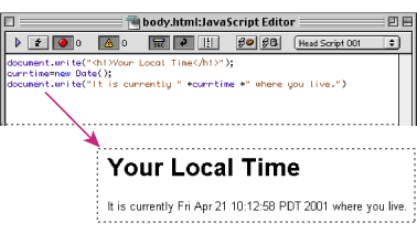 JavaScript sample code and result