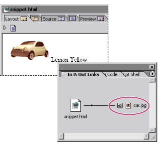 This library object (named snippet.html by default) contains a resource link to an image file.