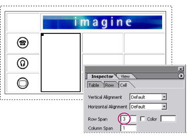 Cell spanning three rows